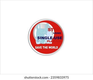 Plastic waste vector, for Pins, stickers and other uses.illustration Stop using single-use plastic, save the world