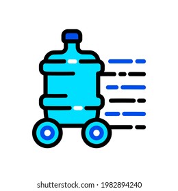 Plastic water bottle color simple icon. Clean spring or purified water. Logo for water delivery service. Vector illustration line design style for web, mobile and infographics isolated on white