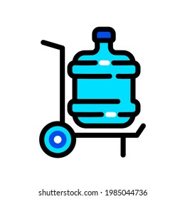 Plastic water bottle color simple icon. Clean spring or purified water. Logo for water delivery service. Vector illustration line design style for web, mobile and infographics.