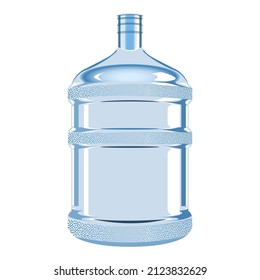 plastic water bottle for cooler realistic style white background