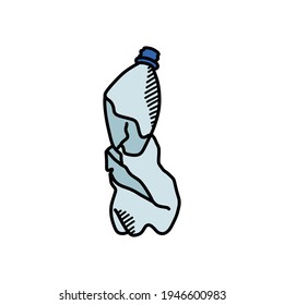 plastic water bottle doodle icon, vector illustration