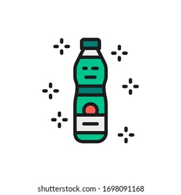 Plastic water bottle flat color line icon.