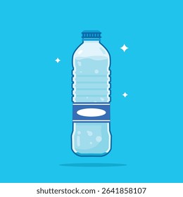 plastic water bottle, healthy blue drinking water packed in 600ml serrated PET bottle, recyclable and easy to store liquid.