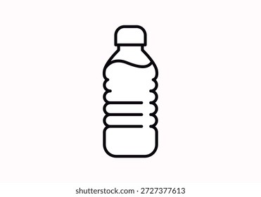 Icono de botella de agua de plástico con tapa en estilo lineal