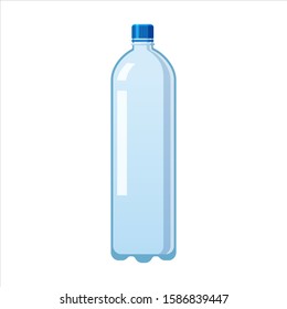 Plastic water bottle icon empty liquid container drink with screw cap for beverage drinking mineral water. Mockup template, vector cartoon style illustration isolated on white background