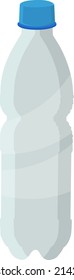 Botella de agua plástica, ilustración, vector sobre un fondo blanco.