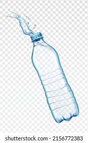 Botella de agua de plástico. Ilustración vectorial aislada.