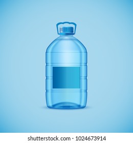 Plastic water bottle on blue background, 3d illustration.