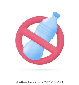 botella de agua de plástico concepto de reducción de plástico para el planeta. Ilustración 3D.
