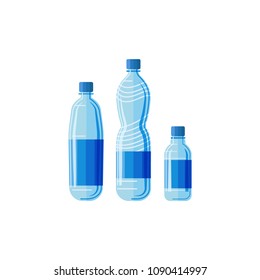 Plastic water bottle set isolated on white background. 