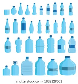 Plastic water bottle set isolated on white background. Healthy agua bottles vector illustration. Clean drink in plastic container