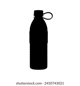 Plastic water bottle silhouette vector illustration on white background.