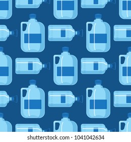 Plastic water bottle vector blank nature blue seamless pattern background clean liquid aqua fluid blank template silhouette template illustration.