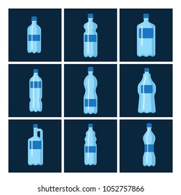 Plastic water bottle vector blank brochure nature blue clean liquid aqua fluid blank template silhouette template illustration.