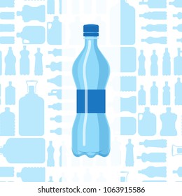 Plastic water bottle vector blank brochure nature blue clean liquid aqua fluid blank template silhouette template illustration.