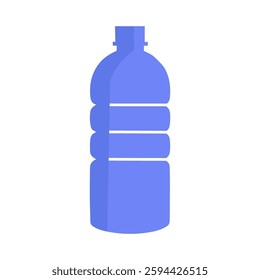 Plastic water bottle vector blue icon. Beverage container isolated symbol. Refreshing drink concept for mineral water, soda or juice. Suitable for eco friendly packaging, fitness and brewery design.