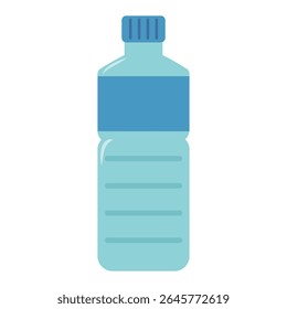 Ilustración vectorial de botella de agua de plástico - diseño plano de etiqueta azul