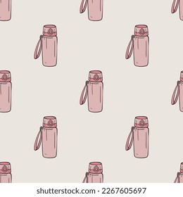Plastic water bottle vector seamless pattern. Cute repeat background for textile, design, fabric, cover etc.