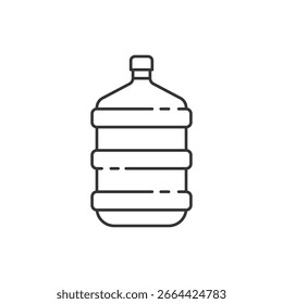 Botella de agua de plástico. Volumen cinco galones. Manantial limpio o agua purificada. Icono de contorno de botella de plástico. Basura plástica. Estilo de diseño de línea de Ilustración vectorial para Web, móvil e infografía.