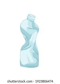 Residuos de botellas de agua plástica basura plástico transparente ilustración vectorial plana sobre fondo blanco