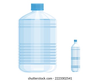 Plastic water bottles, big and small