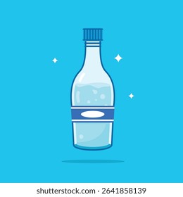 Plastic water bottles, healthy blue drinking water packed in 330ml PET bottles with long necks, recyclable and easy to store liquids