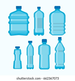 Plastic water bottles vector set isolated on white