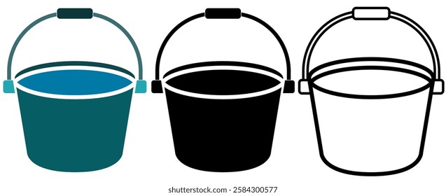 plastic water bucket icon, simple flat style, illustration, logo sign symbol pictogram template, for ui or ux isolated on white for mobile app, editable