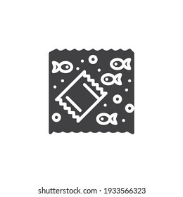 Plastic water pollution vector icon. filled flat sign for mobile concept and web design. Waste floats in sea water glyph icon. Symbol, logo illustration. Vector graphics