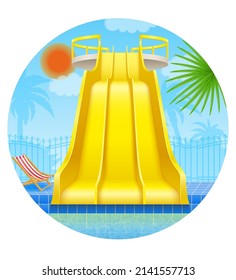 plastic water slide in the aqua park vector illustration isolated on white background