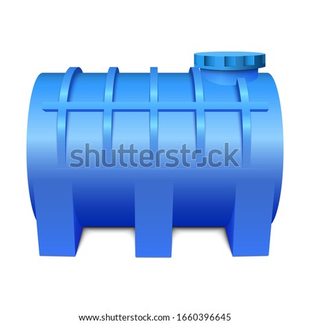 Plastic water tank. Сistern for storing and reserving water. Vector illustration on a white background.