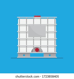 Plastic water tank vector flat design,isolated on background.