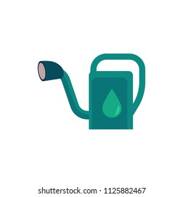 Plastic watering can - cute symbol of gardening and farming tool to pour plants isolated on white background. Vector illustration of watering pot for agricultural works in flat style.