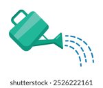 Plastic watering can flat vector illustration isolated on white background