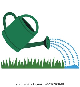 Plastic watering can for plants isolated vector illustration on white background