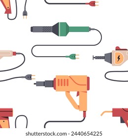 Máquinas de soldadura de plástico vector de dibujos animados patrón sin fisuras.