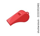 Plastic whistle vector illustration on white background. Whistle for school sports, basketball, football soccer and lifeguard... Sports equipment vector illustration.