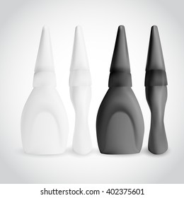 Plastic White and Black Bottle of Glue isolated on a white background. Packaging template. 