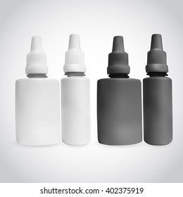 Plastic White and Black Bottle of Glue isolated on a white background. Packaging template. 