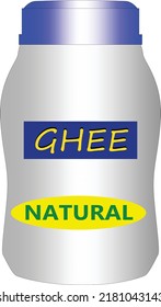 FRASCO DE GHEE BLANCO PLÁSTICO EN ILUSTRACIÓN DE VECTOR DE FONDO BLANCO