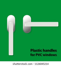 Plastic white handles for PVC windows. Vector EPS 10