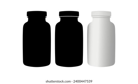 plastic white pill bottle, set of pill bottles