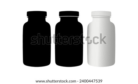 plastic white pill bottle, set of pill bottles