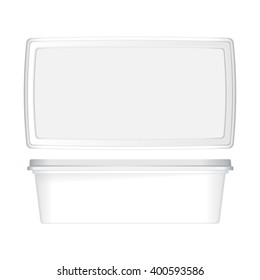 Plastic white rectangular cup for mockup