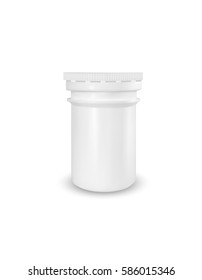 Plastic white tube. Packaging for effervescent vitamins and medicine.