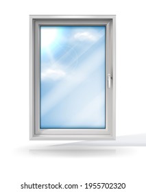 Plastic white window. Vector illustration isolated on white background.