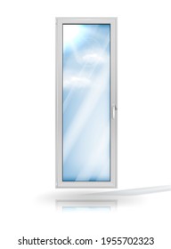 Ventana blanca de plástico. Ilustración vectorial aislada en fondo blanco.