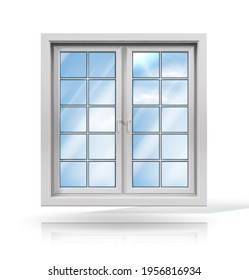 Plastic white window. Vector illustration isolated on white background.