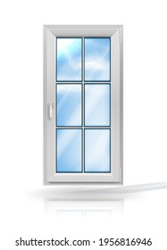 Ventana blanca de plástico. Ilustración vectorial aislada en fondo blanco.