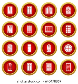 Plastic window forms icon red circle set isolated on white background